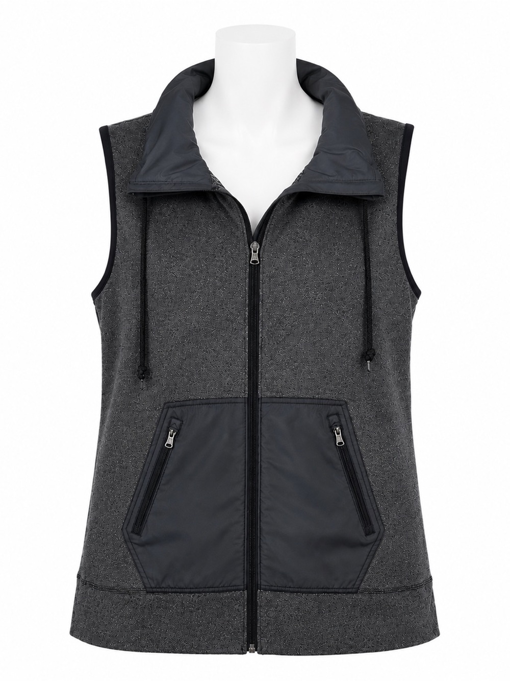 Size XL Under Armour ColdGear Hooded Full Zip Vest Gray Black